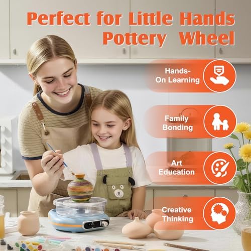 Funspire Pottery Wheel for Kids,mini Pottery Wheel for Children and Beginners - 4.7-inch Electric Pottery Wheel with Adjustable Speed, Low Noise, Precise Control, Includes 16 Pottery Tools - Image 2