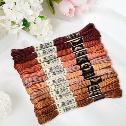 12 Skeins 105 Yards 6 Ply Embroidery Floss Colorful String Variegated Thread Friendship Bracelets Cord Dark Goldenrod Set Cross Stitch Threads for Sewing Jewelry Needlecraft Knitting Crafts - Image 3