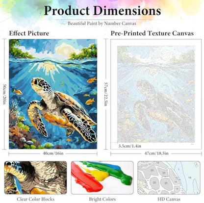 Sea Turtle Paint by Numbers Kit for Adults Without Frame 16x20 IN - Image 3