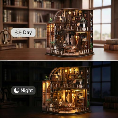 FERAHI DIY Book Nook Kits for Adults, Book Nook Decor with Led Light, Miniature House Kit, 3D Wooden Puzzle Books Nooks, Mini Dollhouse Kit for Bookshelf, Adult Craft Kits Gift - Image 4