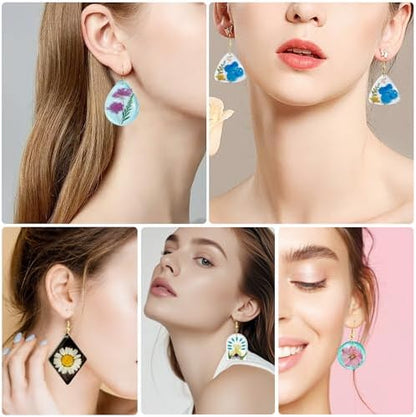 Roxjaejae 46 PCS Resin Earring Molds Silicone Kit, Resin Jewelry Making Kit with Built-in Holes for Earrings, Necklace, Pendants, Keychains - Image 3