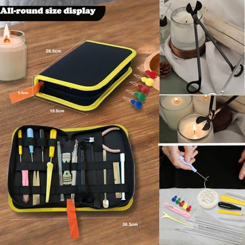 DIY Candle Making Supplies with Organizer Bag Mold Hook&Eye Punch Needle,Big Hole Long Needle Awl for Candle Making,Wick Trimmer& Dipper,Candle Tool Inserting Wick for Beginner - Image 3