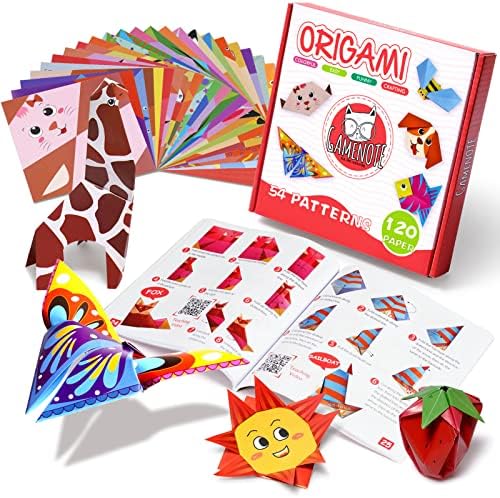 GAMENOTE Origami Kit for Kids Ages 8-12, 54 Projects, 120 Sheets with Book by Gamenote