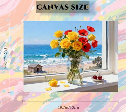 ACANDYL Flowers DIY Paint by Numbers Kit for Adults Beginner Paint by Number for Adults Flower Canvas Painting by Number DIY Acrylic Oil Painting on Canvas Arts Craft Decoration 16x20 Inch - Image 5