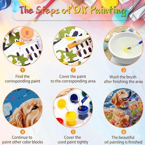 QUITEDEW Paint by Number Kit for Adults Dog,DIY Wall Decor 16x20 Iinch - Image 6