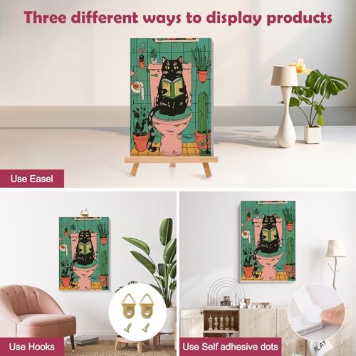 MOGTAA Paint by Numbers Kit for Adults with Frame, Cat Paint by Number Canvas, Paint by Numbers with Easel, DIY Animal Oil Painting Kit for Home Wall Decor 8 x 12 Inch - Image 3