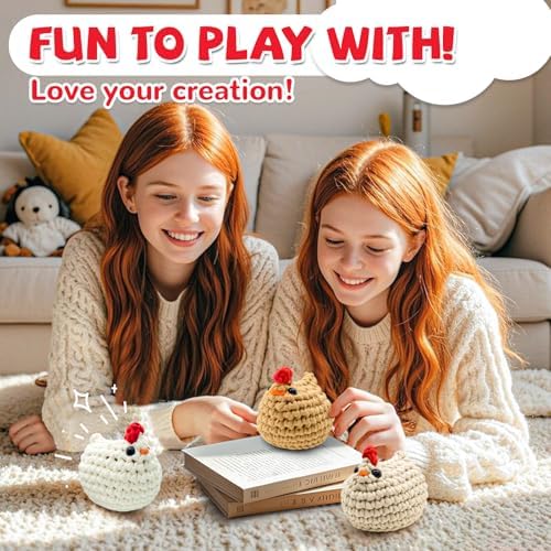 SGIBYN Crochet Kit for Beginner - DIY 3 Chickens Amigurumi Set - Image 6