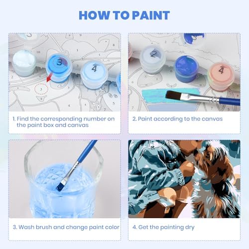 MXJSUA Animal Dog Framed Paint by Numbers for Adults Beginners, Easy Adults' Paint-by-Number Kits on Canvas with Easel, Acrylic Number Painting Crafts Gifts for Home Decor, 8x12 inch - Image 5