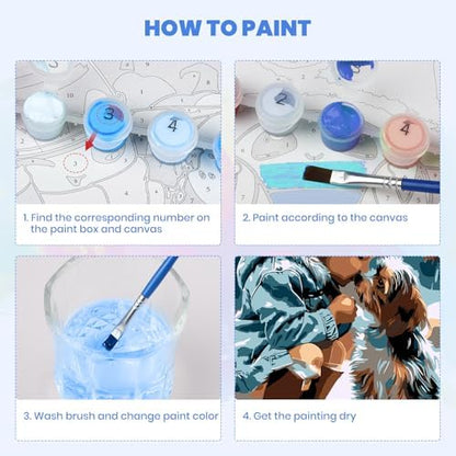MXJSUA Animal Dog Framed Paint by Numbers for Adults Beginners, Easy Adults' Paint-by-Number Kits on Canvas with Easel, Acrylic Number Painting Crafts Gifts for Home Decor, 8x12 inch - Image 5