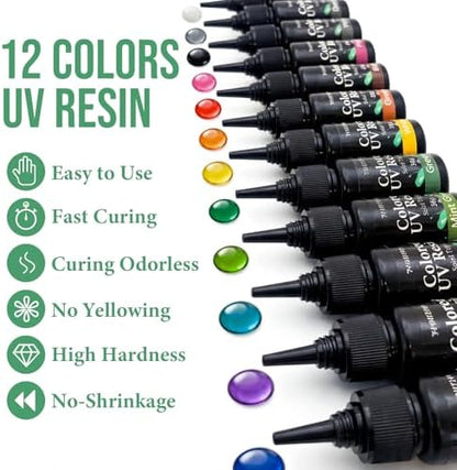 All-Inclusive Keychain Making Kit, 12-Color UV Resin,DIY Craft Decor - Image 3