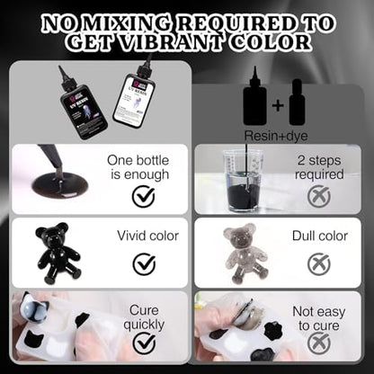 LET'S RESIN UV Resin, White & Black Colored UV Resin 300g Kit - Image 3