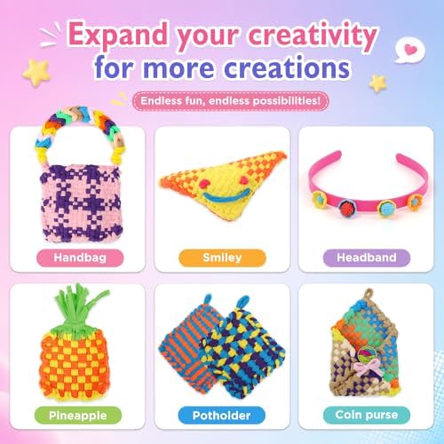 Weaving Loom Kit for Kids - DIY Potholder Craft Loops Set Girls Age 6-12 - Image 4