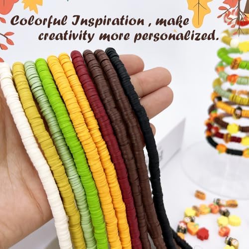 3600 PCS 10 Strands Fall Clay Beads for Jewelry Making, with 50pcs Autumn Clay Charms for Bracelets Making (Thanksgiving Day) - Image 4
