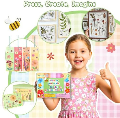 Aboofx Creativity Pressed Flower Art Kit for Kids, Small Flower Press Kit for Craft Pressed Flowers & Plant Pressing, Recycle Botanical Class Project Craft Kit, Nature Gift for Girls & Boys Ages 5+ - Image 5