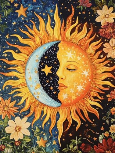 WUSARPLY Sun and Moon Stamped Cross Stitch Kits for Beginners Adults by WUSARPLY