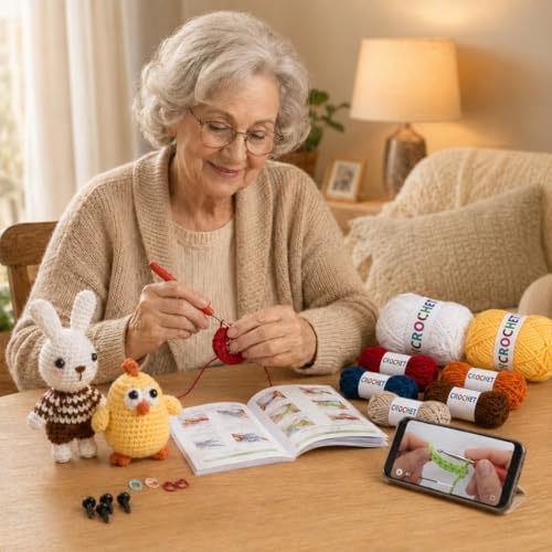 Xanlon Crochet Kit for Beginners,3pcs Animals Knitting Beginner Starter Kit - Image 2