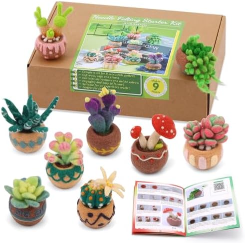 Yizzvb Needle Felting Kit, 9 Pcs Wool Succulent Needle Felt Beginner Kits by yizzvb
