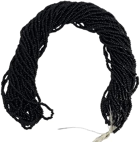 11/0 Glass Seed Beads, 12 String Hanks, Small Craft Beads, 2 mm (Black) by Unknown