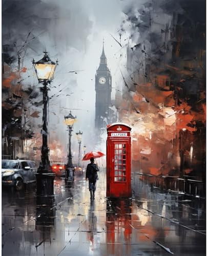 Paint by Numbers Kit for Adults Beginner 16x20 Inch, London City View by Fountor