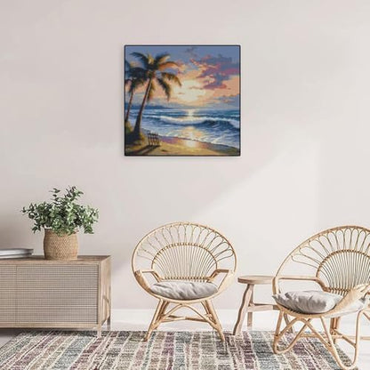 Beach Sunset Stamped Cross Stitch Kits - Tree Counted Cross Stitch Kits for Beginners Adults Needlepoint Cross-Stitch Patterns Dimensions Needlecrafts Embroidery Kits Arts and Crafts 13.7x13.7 Inches - Image 6