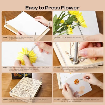 Caydo 11.8" x 8.3" 10 Layers Flower Press Kit for DIY Bookmark Pressed Flower Frame, Wooden Pressed Flower Kit & Plant Press for Adults, Bouquet Flower Preservation Kit, Ideal Gift for Craft Lovers - Image 3