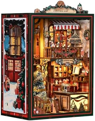 DIY Miniature House Kit, Mini House Building Kit, DIY Book Nook Kit, Tiny Model House for Adults to Build, Beginner 3D Wooden Book Nook, for Family Friends (Christmas Shop) by JCSY