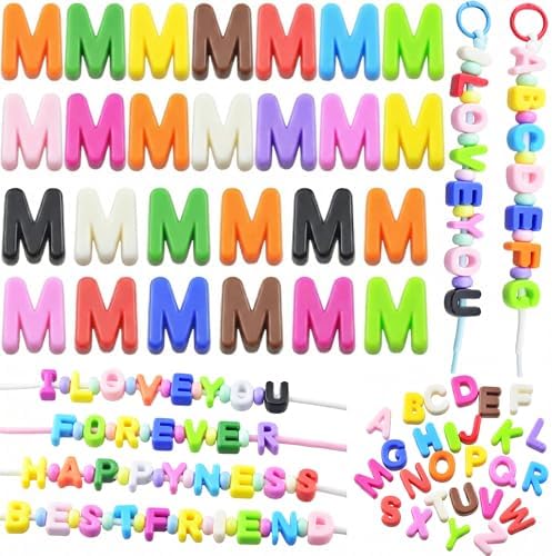 Large Letter Beads 26 Pcs 20mm 3D Paracord Beads Acrylic Colorful Bubble Big Alphabet Bead 6mm Large Hole Chunky Letter Bead for Keychains Purse Bag Charm Kit Backpack (26, Large Letter Beads M) by KJMLDIY