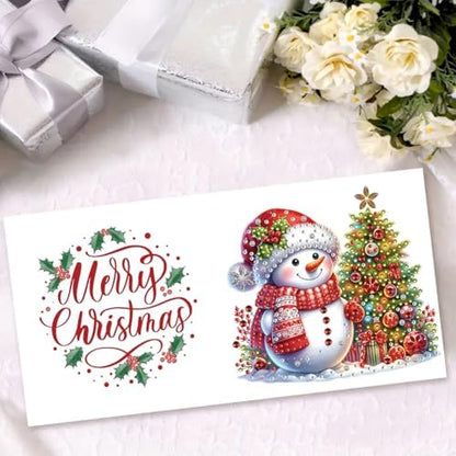 jinglinhh 6pcs Diamond Art Painting Christmas Snowman Cardinal Candle Greeting Cards with Envelopes, DIY Card Making Kits for Adults, Diamond Art Postcards Christmas Cards Craft Gifts - Image 6