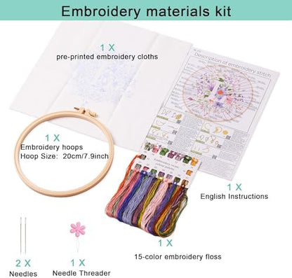 Harimau Letter L Pattern Embroidery Kit for Adult Beginners, Complete Starter Pack with 1 Hoop, Needles, Instruction Guide & Embroidery Stitch Video Tutorials - Image 2