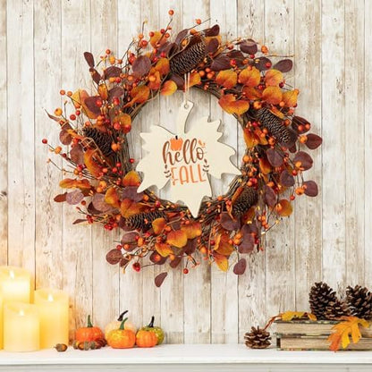 Large Size 7inch Wooden Fall Ornaments to Paint Halloween Thanksgiving Thanksgiving, Maple Leaf Cutouts Unfinished DIY Blank Unfinished Wood Discs Ornament for Crafts Hanging Autumn Decorations 10PCS - Image 6