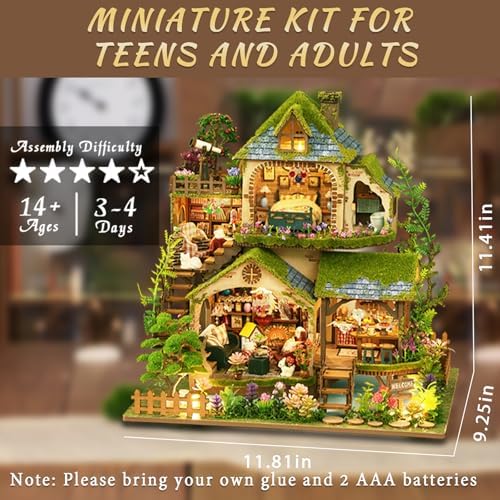 YSWOOD WORLD DIY Miniature House Kit for Adults, Mini House Kit with LED - Image 3