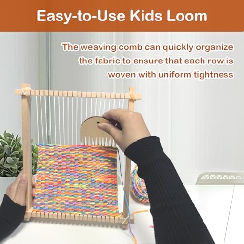 LYKTRIX Weaving Loom for Kids Age 6-12,Small Wooden Weaving Loom Kit,Suitable for Beginners and Children, 9 * 11 inch Knitting Loom Kit Includes Instructions and Enough Yarn 28×24cm - Image 6