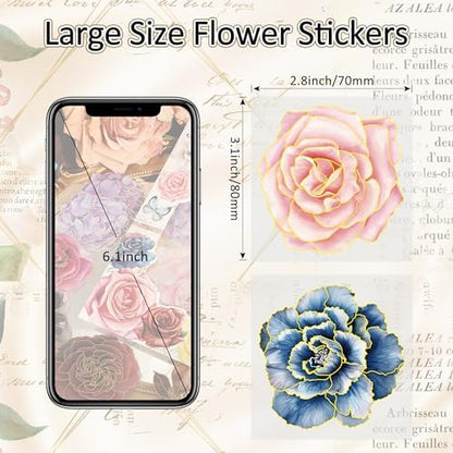 emmoolife Pressed Flower Stickers Set (100 PCS) Large Dried Flowers Themed Resin Sticker Decals Floral Botanical Journaling Stickers for Scrapbook Supplies Bullet Junk Journal Bottles Planner Laptops - Image 3