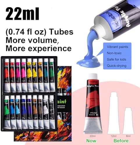 koseibal Acrylic Paint Set with Tabletop Easel and Canvas for Kids, Adults - Image 3