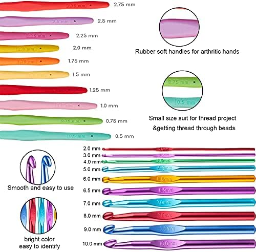 100pcs Crochet Hooks Set in Case Ergonomic Soft Grip Handles Weave Yarn Knitting Needles Kit and Crochet Needle Accessories Crochet Kit Complete Crochet Set for Beginners and Experiecced Crochet Lover - Image 4