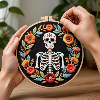 Herdiese Halloween Embroidery Kit, Beginner Cross Stitch Kits with Hoop - Image 3