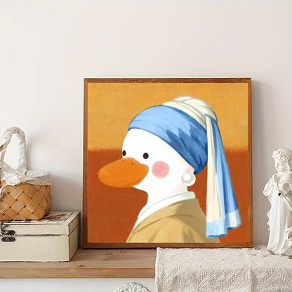 Canrichshop 6P Abstract Paint by Numbers Kit for Adults Framed with Wooden Easel,Easy DIY Cute Duck Oil Painting Kits on Canvas,Acrylic Paint by Number with Frame for Decor 8x8inch - Image 4