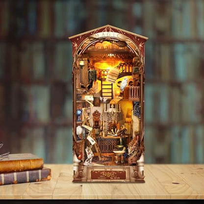 DIY Book Nook Kit,New DIY Dollhouse Booknook Bookshelf Insert Decor,3D Wooden Puzzles with LED,Book Nook Miniature Kit,Birthday Easter Home Decor for Teens Adult-Magic World - Image 5