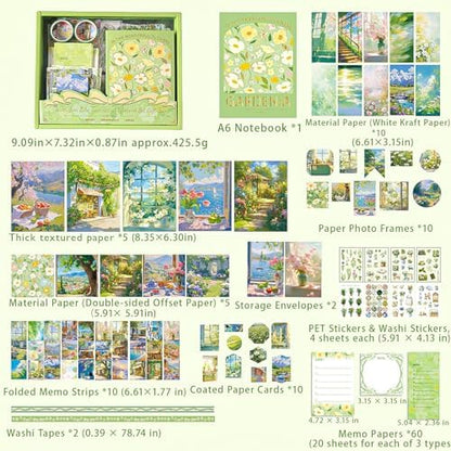 Scrapbooking Supplies Kit, A6 Grid Notebook, Vintage Junk Journaling Kit - Image 2