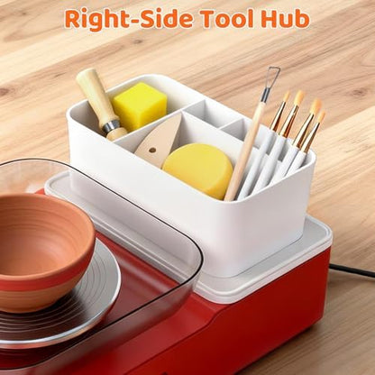 Skirfy Pottery Wheel for Adults Kids,Complete Pottery Set for Beginners with 6.3" Turntable with Two-Way Rotation,Craft Kits Toys Birthday Gifts for Boys Girls(Red) - Image 3