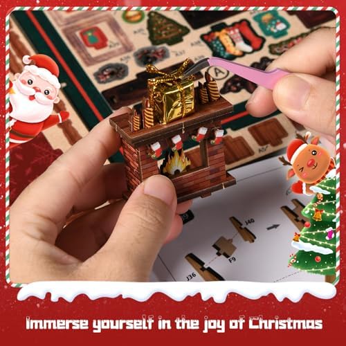 Christmas Shop Book Nook Kit DIY Miniature House Kit with LED Lights & Rotating Music - 3D Wooden Puzzles for Adults, Festive Bookshelf Decor Ideal Gift for Family & Friends - Image 5