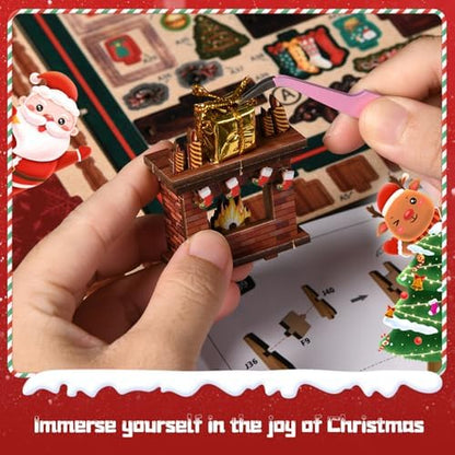 Christmas Shop Book Nook Kit DIY Miniature House Kit with LED Lights & Rotating Music - 3D Wooden Puzzles for Adults, Festive Bookshelf Decor Ideal Gift for Family & Friends - Image 5