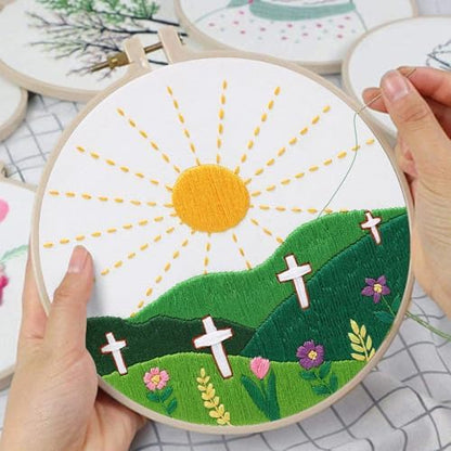 Louise Maelys Christian Cross Sunrise Embroidery Kit for Beginners - Image 5