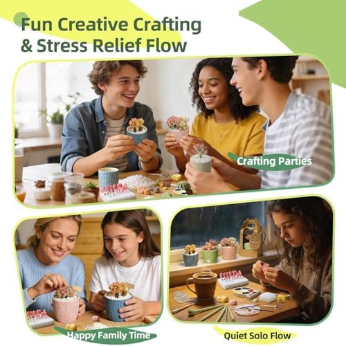 Microland Crafts for Teens Succulents Flower Making Kit, Teen Crafts Air Dry Clay Kit for Girls 14-16, Adults Art Therapy Project, DIY Creative Gifts for Women Teen Girls Artist Crafters Gifts for Mom - Image 4