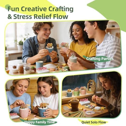 Microland Crafts for Teens Succulents Flower Making Kit, Teen Crafts Air Dry Clay Kit for Girls 14-16, Adults Art Therapy Project, DIY Creative Gifts for Women Teen Girls Artist Crafters Gifts for Mom - Image 4