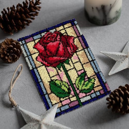 Latch Hook Kits for Adults Kids Rug Tapestry Kits with Printed Canvas DIY Embroidery Kits Festival Gifts Home Decoration (Flower) - Image 2