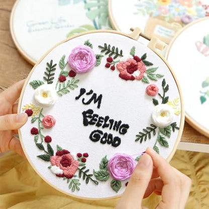 Topapfo Funny Embroidery Kit for Beginners Adults, Feeling Good Embroidery Patterns with Hoops Thread Needles Tutorials - Image 5