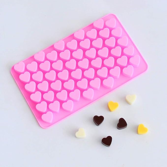 Pimoys Silicone Moulds for Wax Melts with Dropper 55 Heart Mould Sweet Moulds Mini Candy Molds Silicone Shape for Love Chocolate Soap Jelly Melts Gummy DIY