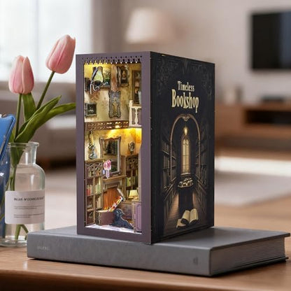 Timeless Bookshop Book Nook Kit with Silicon Liquid Glue - DIY Miniature House Kit for Adults, Teens and Beginners, Dollhouse Booknook Library Tiny House Bookshelf Decor 3D Wooden Puzzle - Image 6