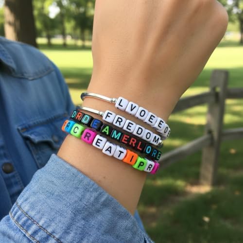 Quefe 1440pcs Multicolor Cube Acrylic Letter Beads, 5 Colors - Image 5
